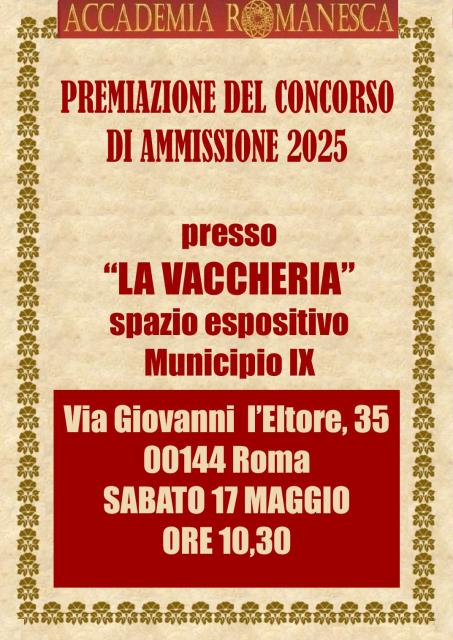 PREMIAZIONE DEL CONCORSO DI AMMISSIONE 2025 PREMIAZIONE DEL CONCORSO DI AMMISSIONE 2025